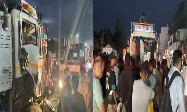2 टिप्परों में टक्कर में Jalandhar-Pathankot National Highway पर लगा जाम, केबिन में फंसा ड्राइवर