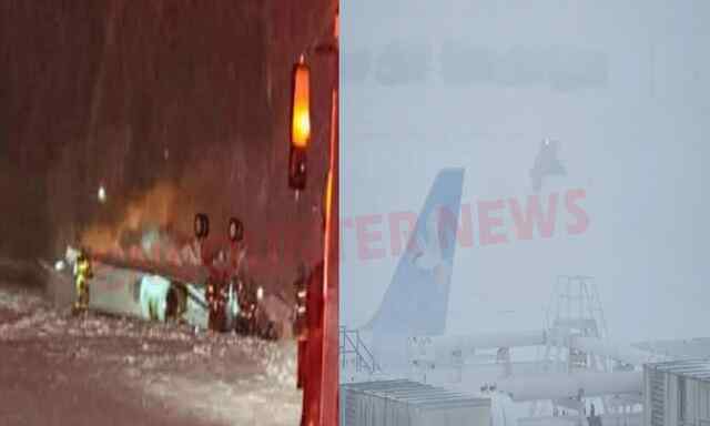 बर्फीले तूफान के बीच टेकऑफ के दौरान प्राइवेट जेट क्रैश, एयरपोर्ट बंद