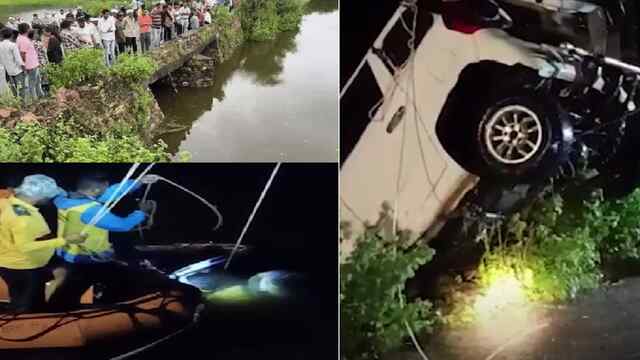उफनते नाले में बही SUV Car, 3 लोगों की मौत