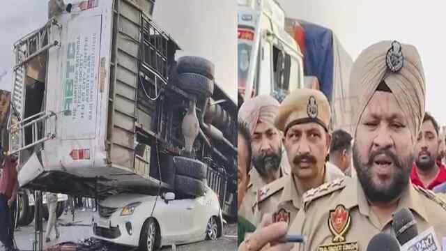 Punjab News : Divider से पलटियां खाकर Car पर चढ़ी Bus , मची चीख-पुकार,  देखें वीडियो