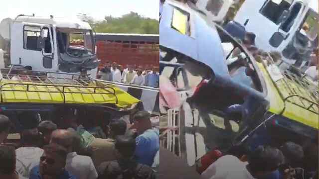 बड़ा हादसाः Cement Mixer और Van की जोरदार टक्कर, 11 लोगों की मौत, दो घायल, देखें वीडियो