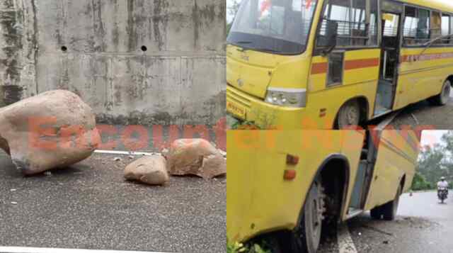 Punjab News: पहाड़ से गिरा बड़ा पत्थर, School Bus और Bike सवार चपेट में आए, देखें वीडियो