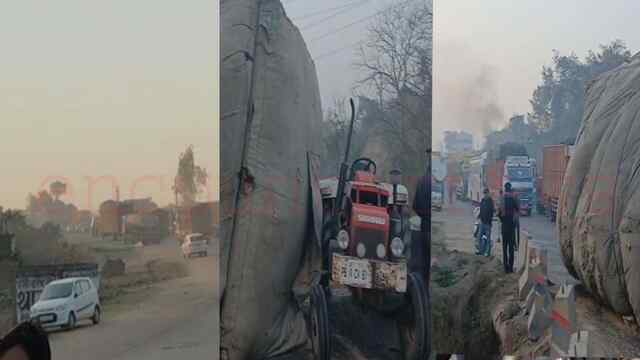 Haryana News: तूड़ी से लदी ट्रैक्टर-ट्रॉली पलटी, लगा लंबा जाम, देखें वीडियो