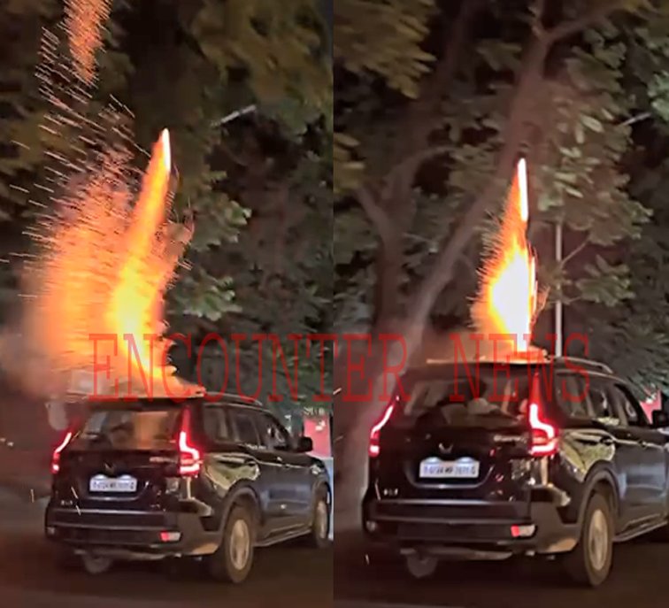Scorpio की छत पर पटाखे चलाने की वीडियो वायरल