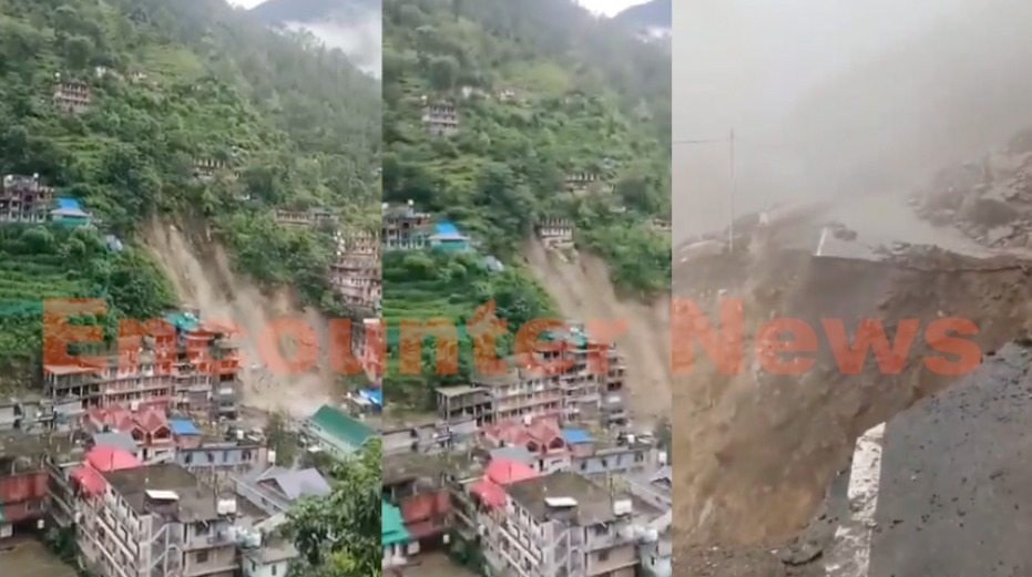 न्यू बस स्डैंट के पास लैंडस्लाइड से गिरा मकान , सड़क धंसने से नेशनल हाईवे-05 बंद, देखें वीडियो