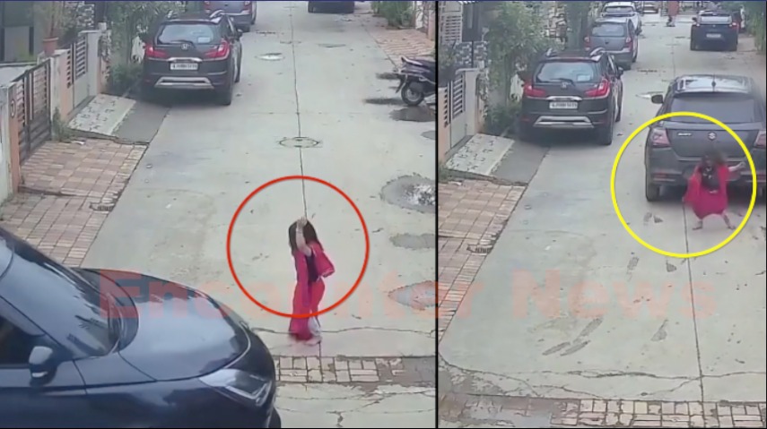नाबालिग कार चालक ने 3 वर्षीय बच्ची पर चढ़ा दी कार, देखें वीडियो