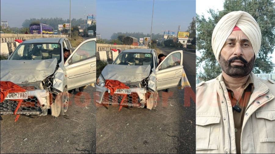 Jalandhar News: नेशनल हाईवे पर ट्रक और कार की टक्कर में पलटी गाड़ी, डॉक्टर घायल, देखें वीडियो