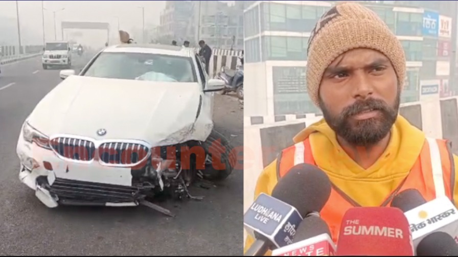 Punjab News: फुटपाथ से टकराई BMW गाड़ी, खुले एयरबैग, चालक घायल, देखें Live