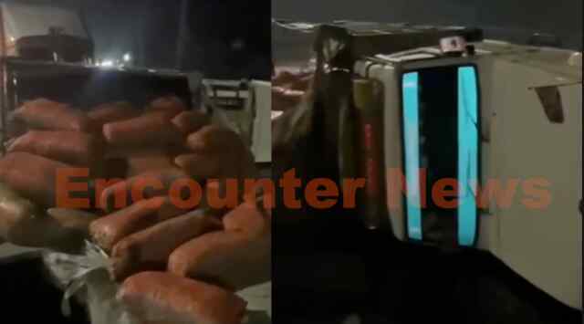Jalandhar News: Highway पर मटरों से लदी पलटी बोलेरो पिकअप, चालक घायल, देखें वीडियो
