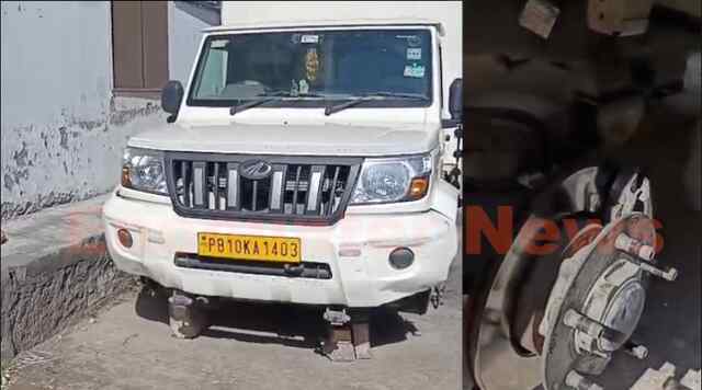 Punjab News: 2 गाड़ियों के टायर उतारकर चोर फरार, देखें वीडियो