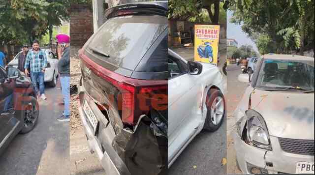 Jalandhar News: 3 गाड़ियों में हुई भीषण टक्कर, खुले एयरबैग, देखें वीडियो