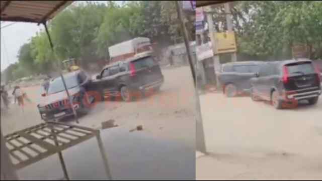 फिल्मी सीन की तरह 2 Scorpio चालकों ने मचाया उत्पाद, मारी टक्कर, देखें वीडियो