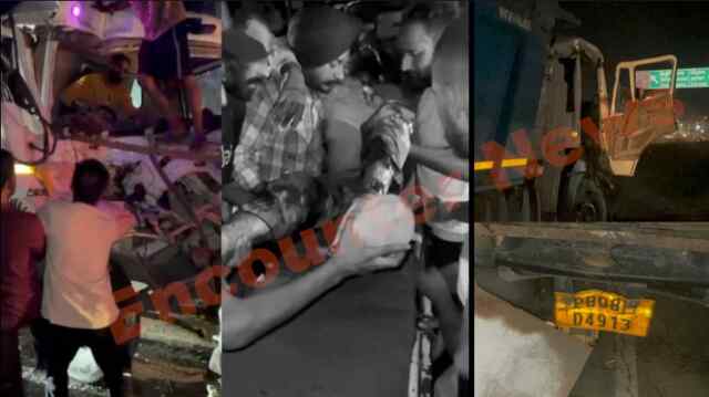 Jalandhar-Ludhiana GT Road पर ट्रक और टिप्पर में हुई भीषण टक्कर, वाहन में फंसे लोग, देखें वीडियो