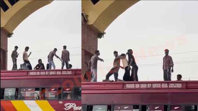 Punjab News: बस की छत पर नौजवानों में हुई झड़प, जमकर चले लात-घूंसे, देखें वीडियो