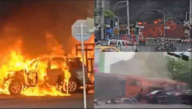 ट्रेन और बस की टक्कर में लगी भीषण आग, 8 की मौत, देखें वीडियो
