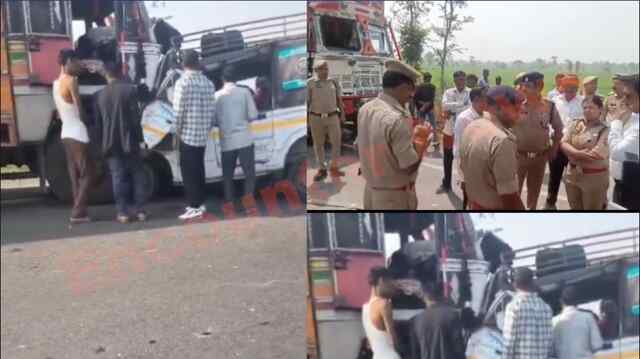 बड़ा हादसाः मैजिक वाहन और ट्रक में भीषण टक्कर, 10 लोगों की मौत, देखें वीडियो