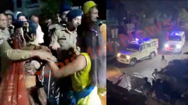 शादी समारोह में हुआ विवाद, जमकर चले डंडे, महिलाओं ने दौड़ाई पुलिस, देखें वीडियो