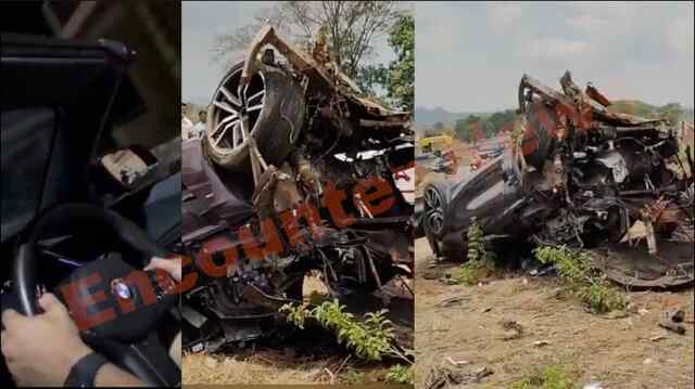 रफ्तार का कहरः BMW डिवाइडर से टकराई: हवा में उड़ा इंजन, 2 की मौत,  देखें वीडियो