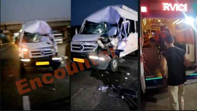 बाईपास के पास टेंपो ट्रैवलर और ट्रक की टक्कर में 3 घायल, देखें वीडियो