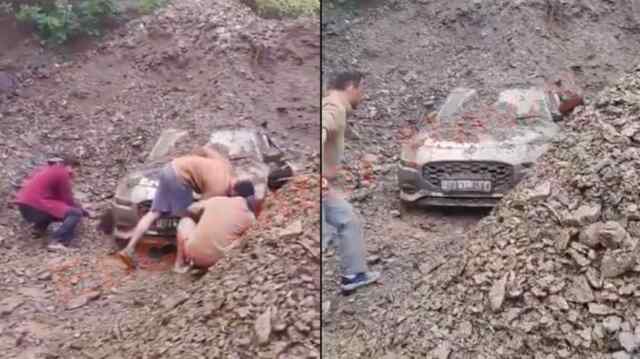 बरसात के बाद हुई Landslide, सड़क बंद, मलबे में 3 कारें, देखें वीडियो