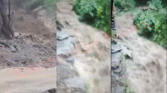 2 बार बादल फटने से बनी बाढ़ की स्थिति, कई सड़कें अवरुद्ध, देखें वीडियो