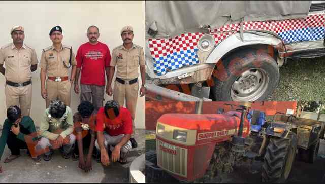 अवैध खनन रोकने पहुंची पुलिस पर हमला, पथराव के बाद सरकारी जिप्सी पर ट्रैक्टर चढ़ाने की कोशिश, 4 गिरफ्तार, देखें वीडियो