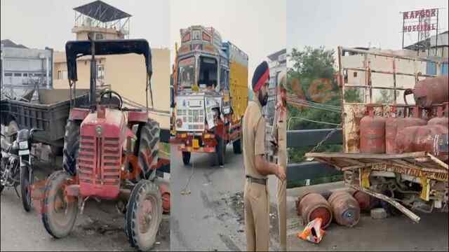 Jalandhar News: Flyover पर ट्रक, ऑटो, ट्रैक्टर-ट्राली और सिलेंडर से भरे कैंपर की टक्कर, 2 घायल, देखें वीडियो