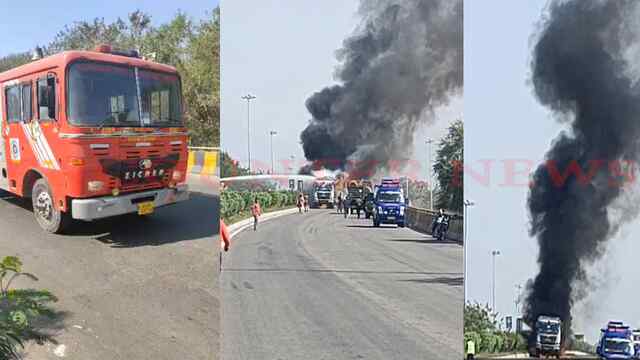 Haryana News: Toll Plaza के पास Truck को लगी भीषण आग, जलकर राख, देखें वीडियो