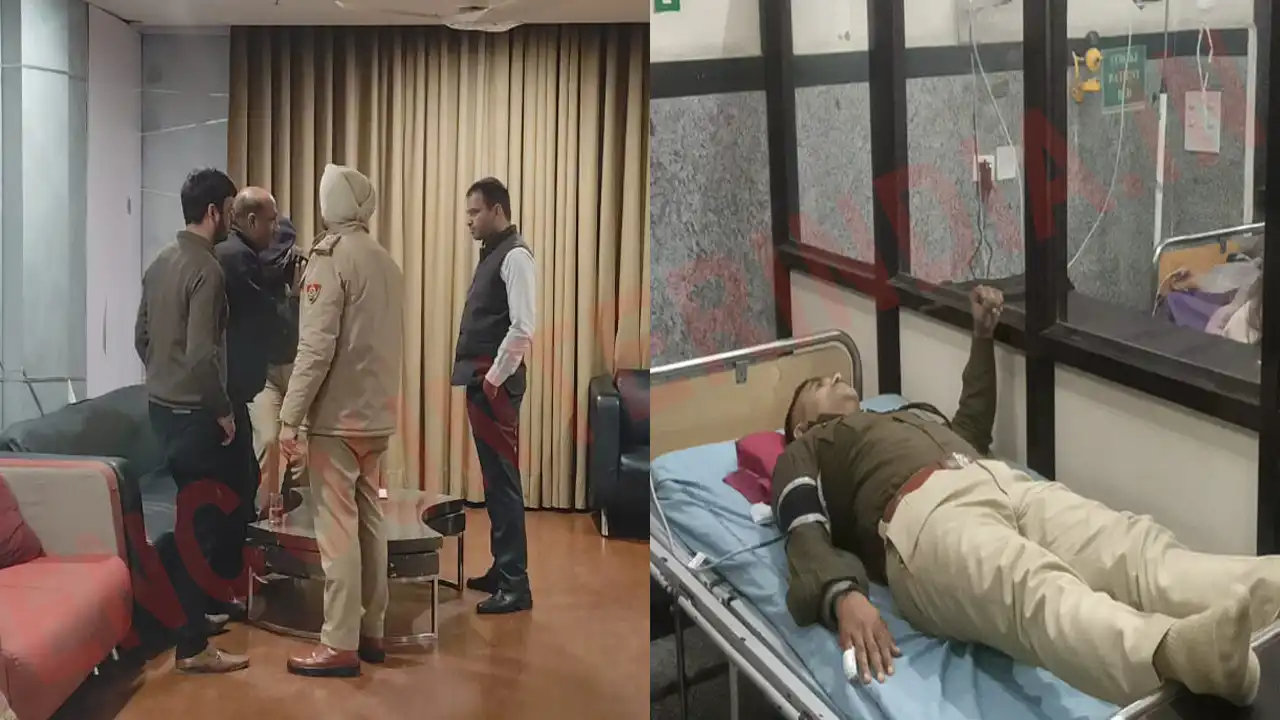 बैठक के बाहर हुआ भारी हंगामा, बाप-बेटे ने ACP और SHO को किया घायल, देखें वीडियो