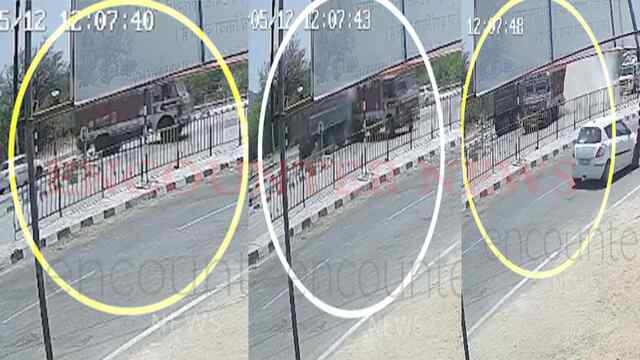 U-Turn दौरान Truck में पीछे से घुसा डंपर, Cabin में बुरी तरह फंसे Driver की मौत, देखें CCTV