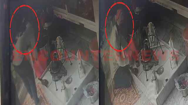 मंदिर से तांबे के बर्तन लेकर चोर फरार, देखें वीडियो