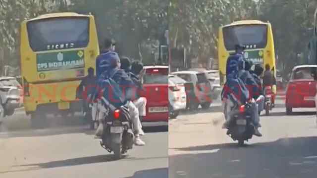 स्कूटी पर 5 से 6 बच्चों को ले जाते व्यक्ति की वीडियो वायरल