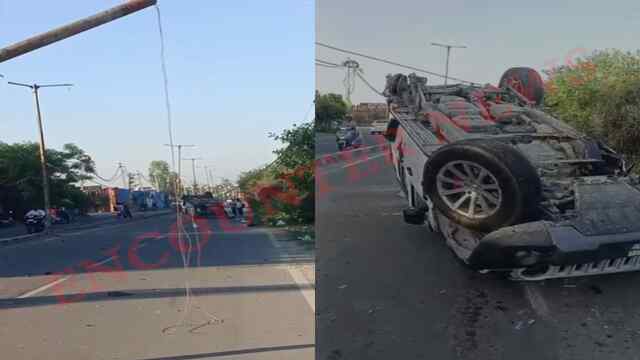 Punjab News: डिवाइडर से टकराकर पलटी थार, टूटकर अलग हुए टायर, देखें वीडियो