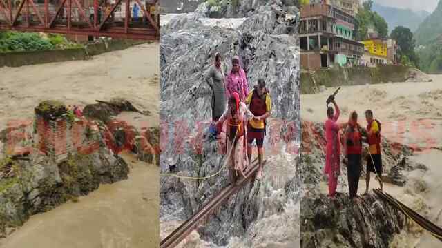 मंदाकिनी नदी का बढ़ा जलस्तर, लकड़ी लेने गई महिलाएं फंसी, देखें वीडियो