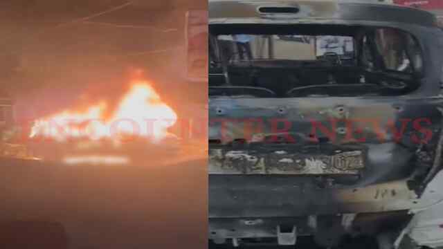 तेज रफ्तार Car बेकाबू होकर Transformer से टकराई, लगी आग, इलाके की बिजली गुल, देखें वीडियो