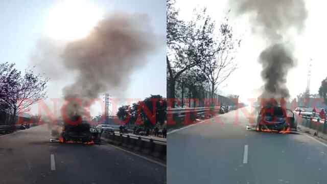Punjab News: पुल के पास चलती गाड़ी में लगी भीषण आग, देखें वीडियो