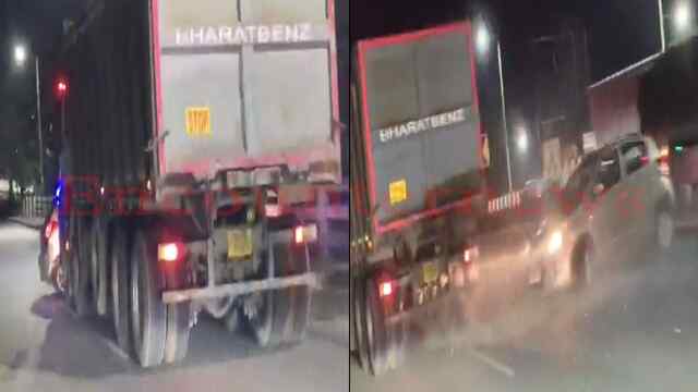 Truck चालक की बड़ी लापरवाही, टक्कर के बाद कई मीटर तक Car को घसीटा, बाल-बाल बचे बाप-बेटी, देखें वीडियो