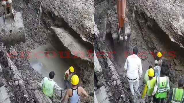 पाइपलाइन की मुरम्मत दौरान भरभराकर गिरा मलबा, मजदूर की मौत, देखें वीडियो
