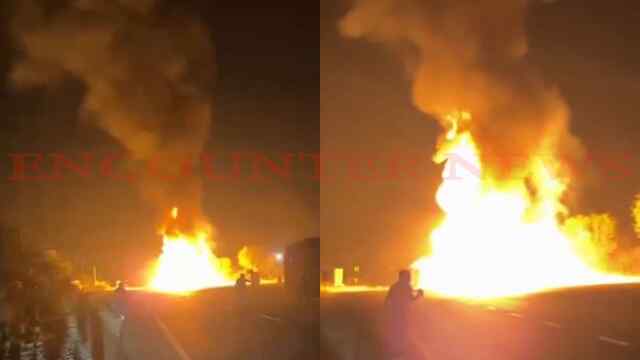 अनियंत्रित होकर पलटा Chemical से भरा टैंकर, 2 किलोमीटर तक दिखी लपटें, मची अफरा-तफरी, देखें वीडियो