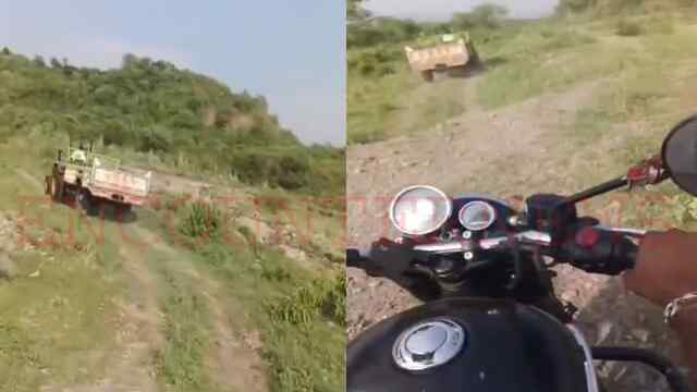 सीक्रेट ऑपरेशनः बाइक से पीछा कर पुलिस ने सिविल ड्रेस में माइनिंग ट्रैक्टर दबोचा