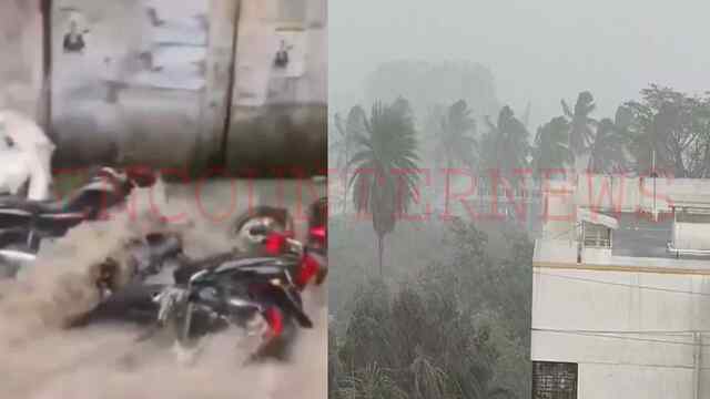 मूसलाधार बारिश का कहर, सड़कों पर बही बाइकें और स्कूटर, रेड अलर्ट जारी, देखें वीडियो