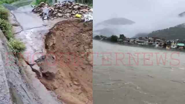 लैंडस्लाइड का कहरः कुछ सेकंड में धंसी देवरी-खनेटी सड़क, भुंतर ब्यास नदी का बड़ा जलस्तर, देखें वीडियो