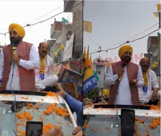 Jalandhar: CM Bhagwant Mann ने AAP कैंडिडेट के हक में निकाला Road Show, देखें Live