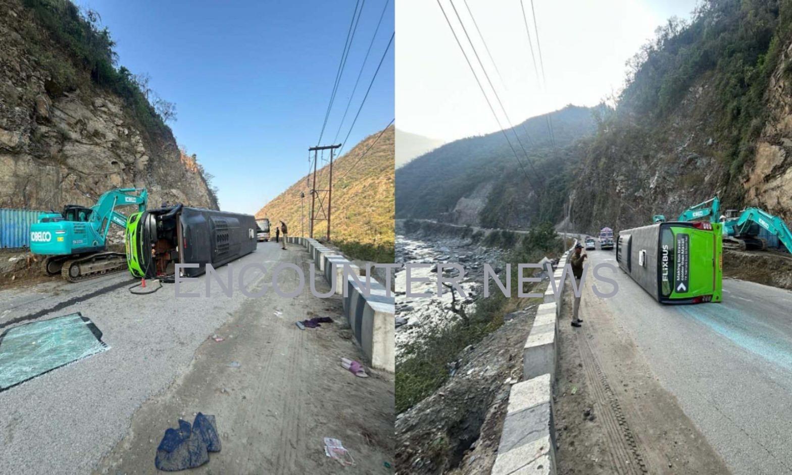 यात्रियों से भरी Bus पलटी, 38 लोग थे सवार, देखें वीडियो