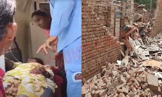 टाइल्स गोदाम में दीवार गिरने से महिला की मौत, 4 घायल