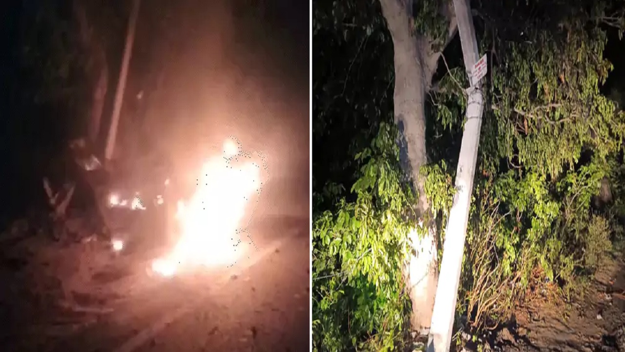 खंभे से टकराई Bike, जिंदा जलने से 2 युवकों की मौत