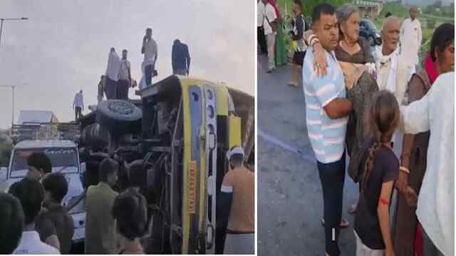 Highway पर पलटी तेज रफ्तार Private Bus, महिला और बच्चे का कटा हाथ, एक की मौत
