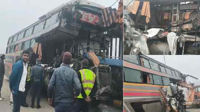 ट्रेलर से टकराई तेज रफ्तार Sleeper Bus, मां-बेटे सहित 4 की मौत, मची चीख-पुकार