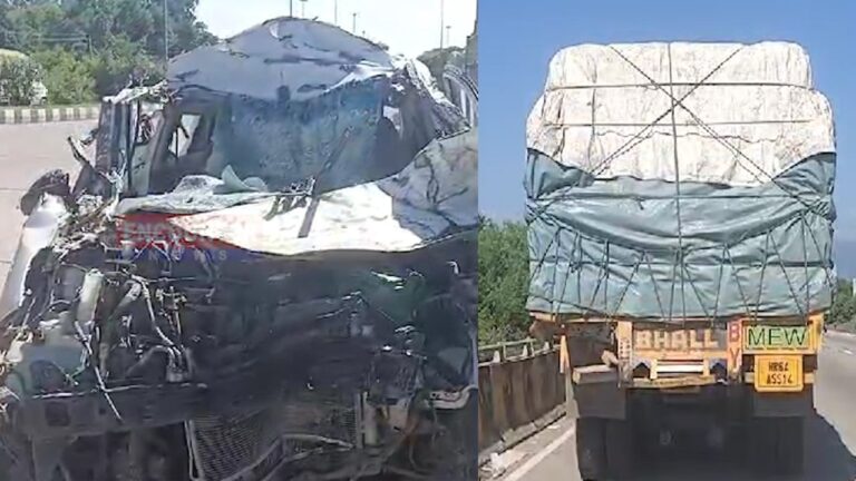 Truck और Car में भीषण टक्कर, एक की मौत, 3 गंभीर घायल, देखें वीडियो