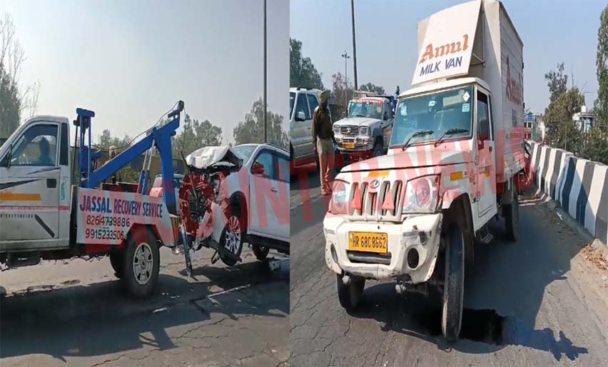 Jalandhar News: Highway पर बौलेरो गाड़ी और Fortuner में हुई टक्कर, देखें वीडियो